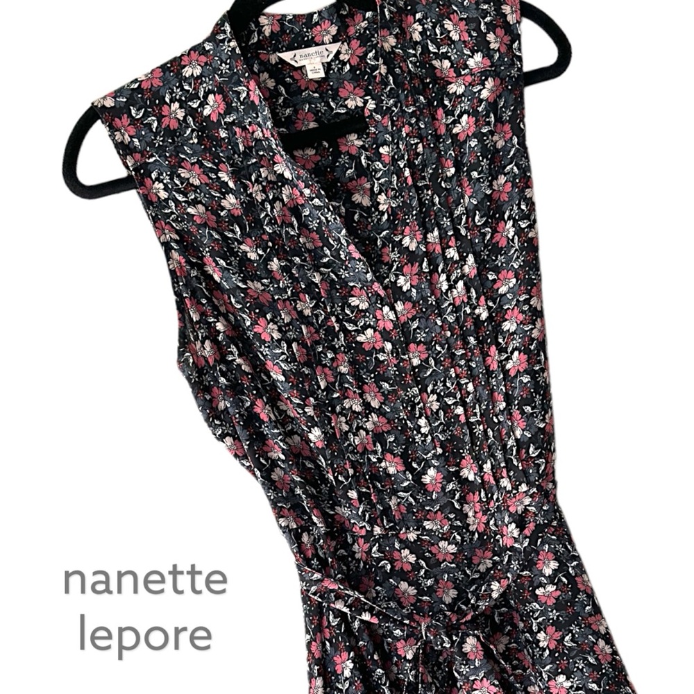 NANETTE LEPORE | NWOT | SLEEVELESS BLACK FLORAL SWING DRESS | SIZE: 8